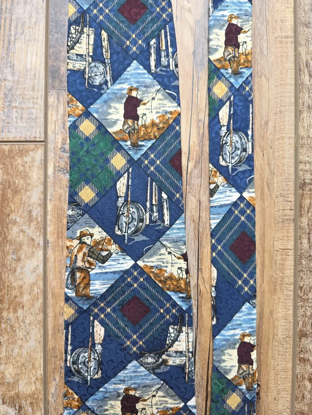 Hanover St. Tie Works - Vintage Fly Fishing Patchwork Tie - Blue Multi